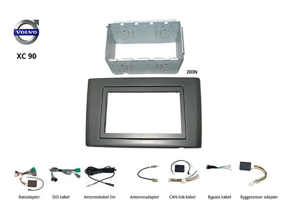 Volvo XC90 monteringssett 2DIN komplett. Ratt, CAN, ISO, Ryggesensor mm 